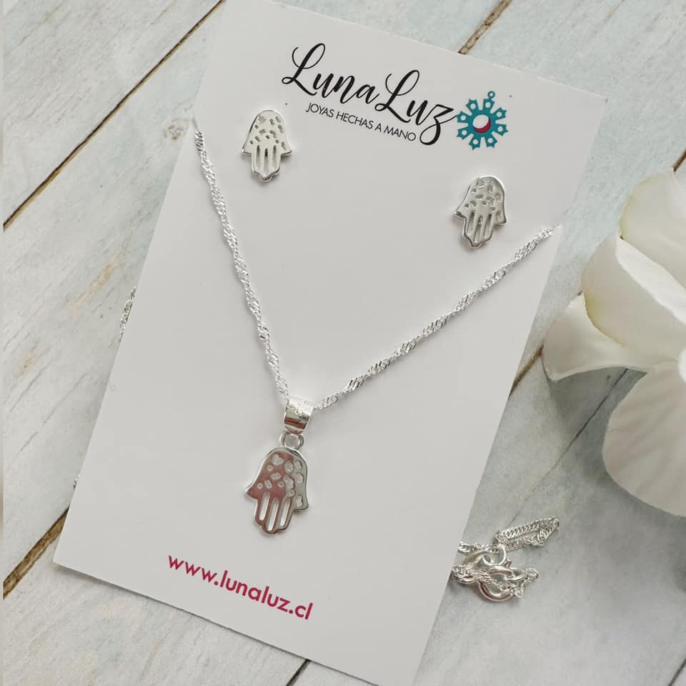 Conjunto Mano de Fátima. Incluye significado y packing para regalo