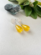 Aros silver piedra Ágata Amarilla. Incluye significado de lapiedra y packing para regalo