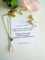 Conjunto “Energía Amorosa” en Cuarzo Rosa. Incluye significado de la piedra y packing para regalo