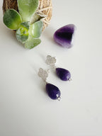 Aros silver Agata Violeta incluye significado de su piedra y Packing para regalo