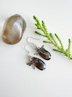 Aros de Plata 925 en piedra Cuarzo Ahumado. Incluye significado de la piedra y packing para regalo