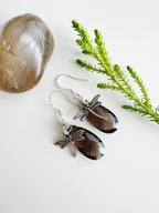 Aros de Plata 925 en piedra Cuarzo Ahumado. Incluye significado de la piedra y packing para regalo