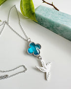 Collar silver Colibrí Cristal azul. Incluye significado y packing para regalo