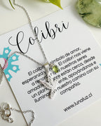 Collar silver Colibrí Peridoto. Incluye significado y packing para regalo