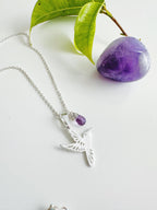 Collar Colibrí Amatista. Incluye significado y packing para regalo