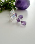 Aros de Plata Flor de loto en piedra Amatista. Incluye significado de la piedra y Packing para regalo