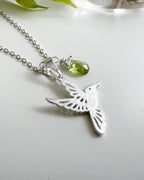Collar silver Colibrí Peridoto. Incluye significado y packing para regalo