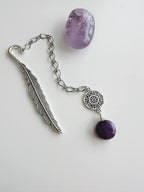 Marcador de Libro piedra Amatista. Incluye significado de la piedra y Packing para regalo