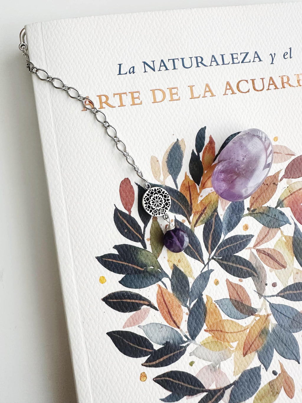 Marcador de Libro piedra Amatista. Incluye significado de la piedra y Packing para regalo