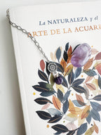 Marcador de Libro piedra Amatista. Incluye significado de la piedra y Packing para regalo