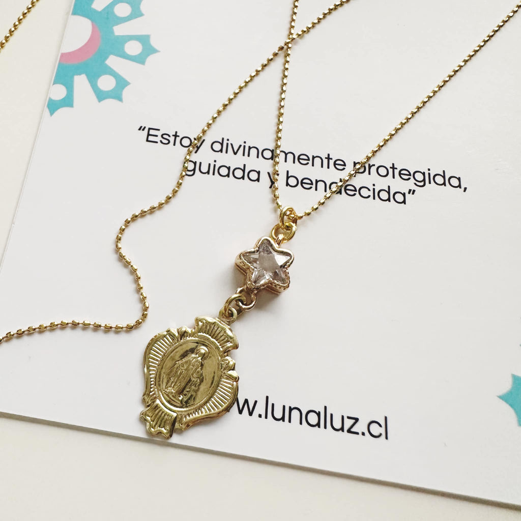 Collar Virgen de los milagros. Incluye mensaje especial y packing para regalo
