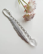 Marcador de Libro piedra Cuarzo Cristal. Incluye significado de la piedra y Packing para regalo