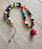 Collar "Jardin del alma" en piedras multicolores y colgante Buda