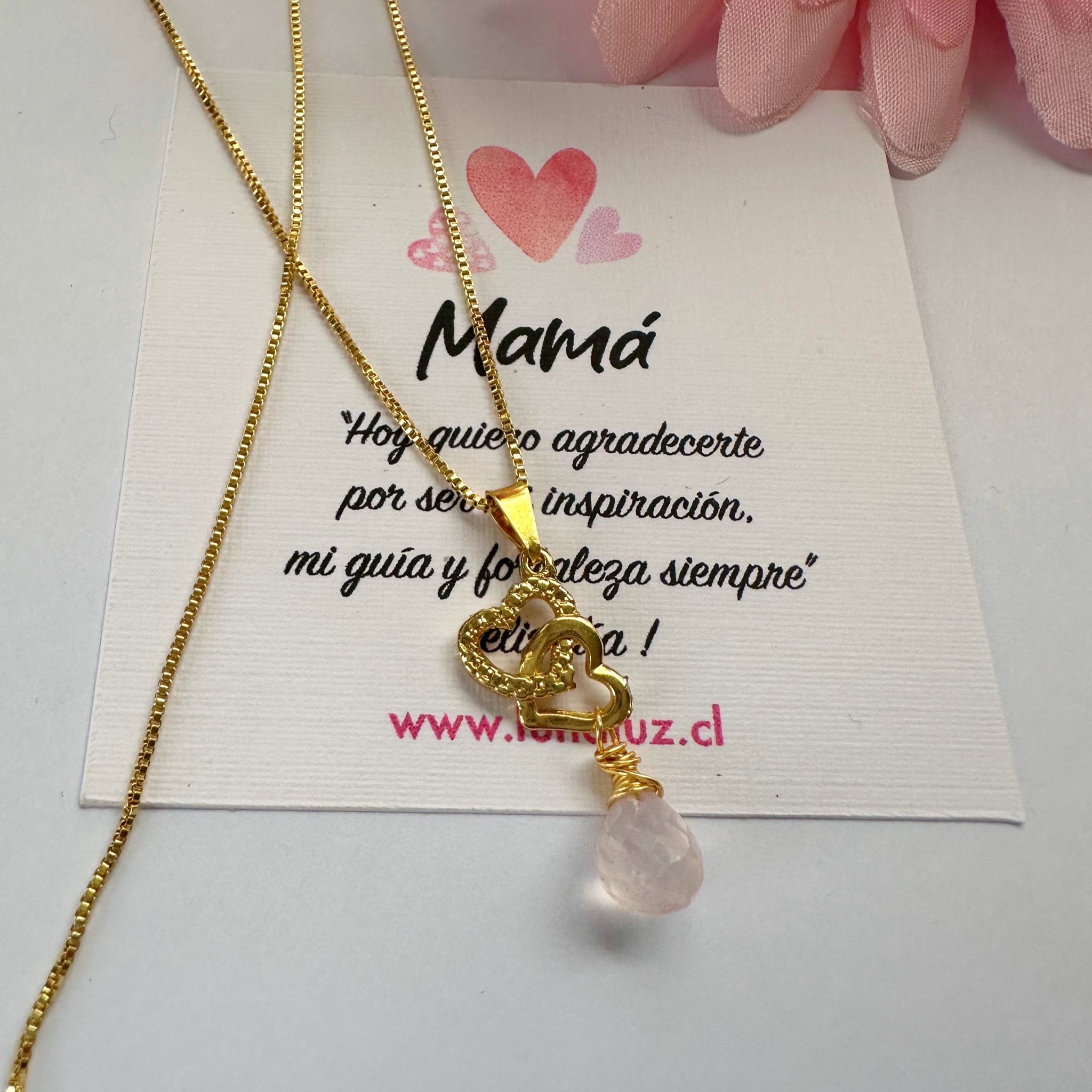 Collar Infinito con Cuarzo Rosa | Regalo con Significado para Mamá