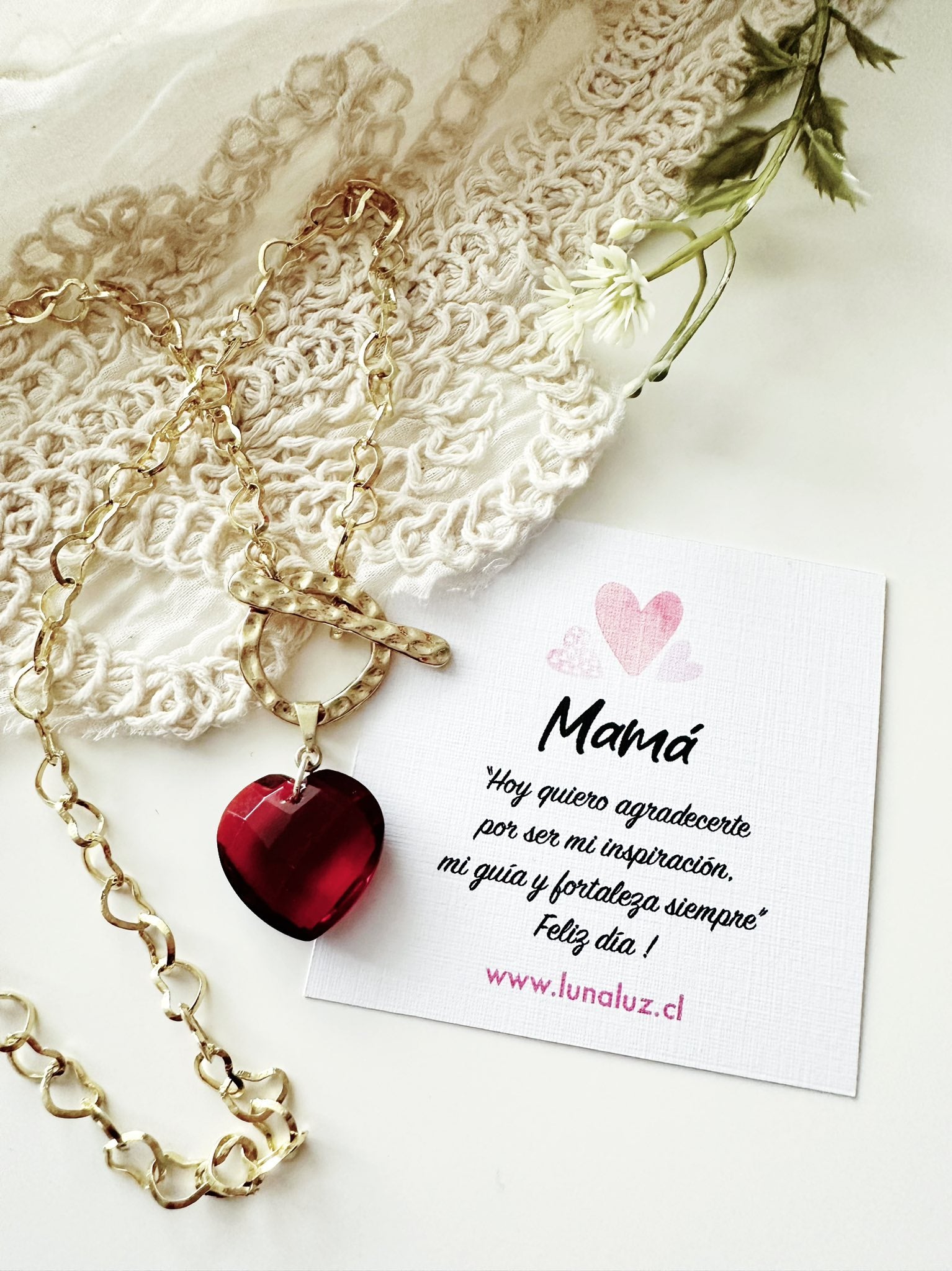 Collar de Cristal Granate "Amor Profundo y Pasión del Corazón" ideal para regalo