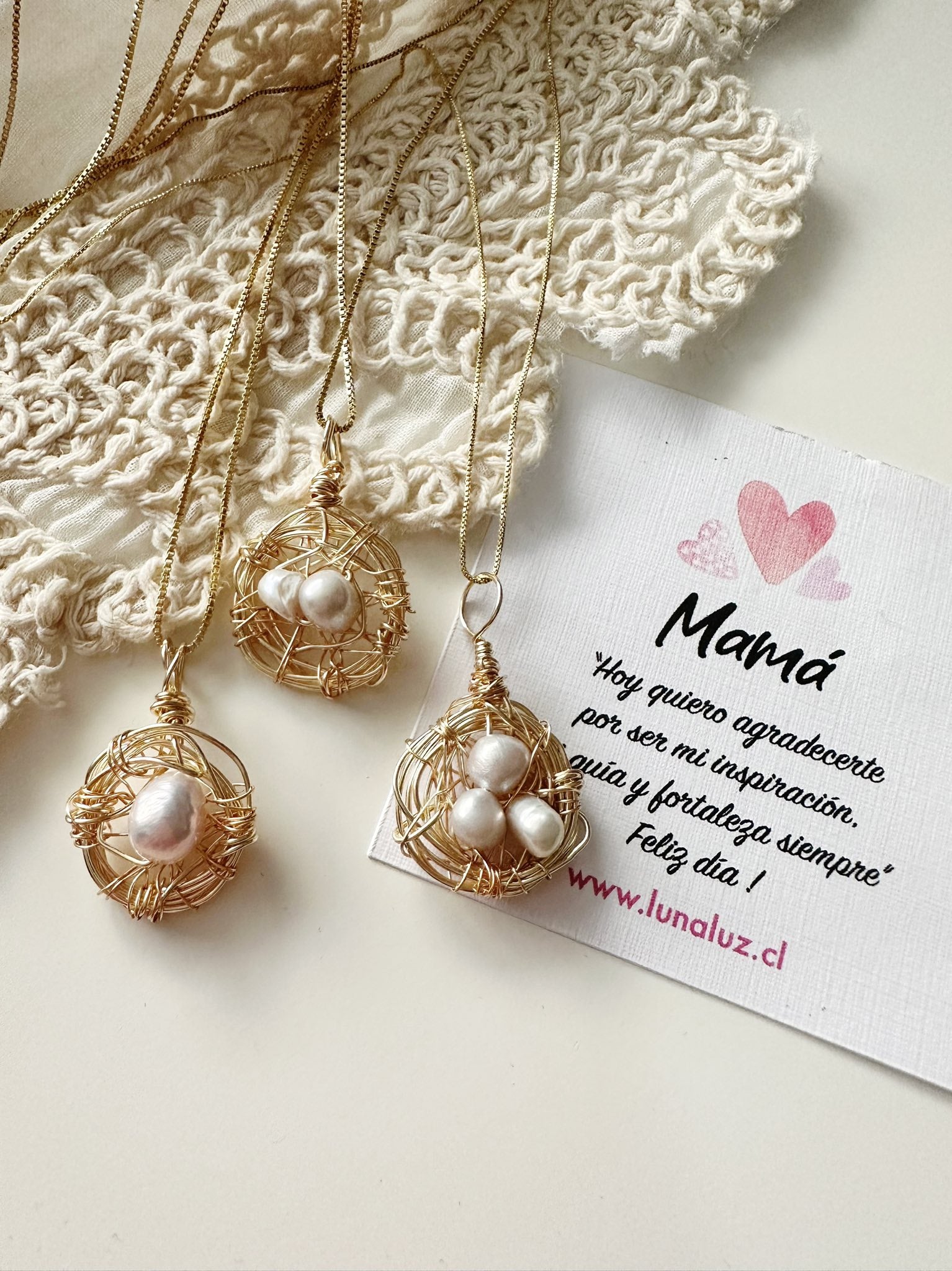 Collar Nido de Amor con Perlas de Río | Regalo para Mamá – Luna Luz