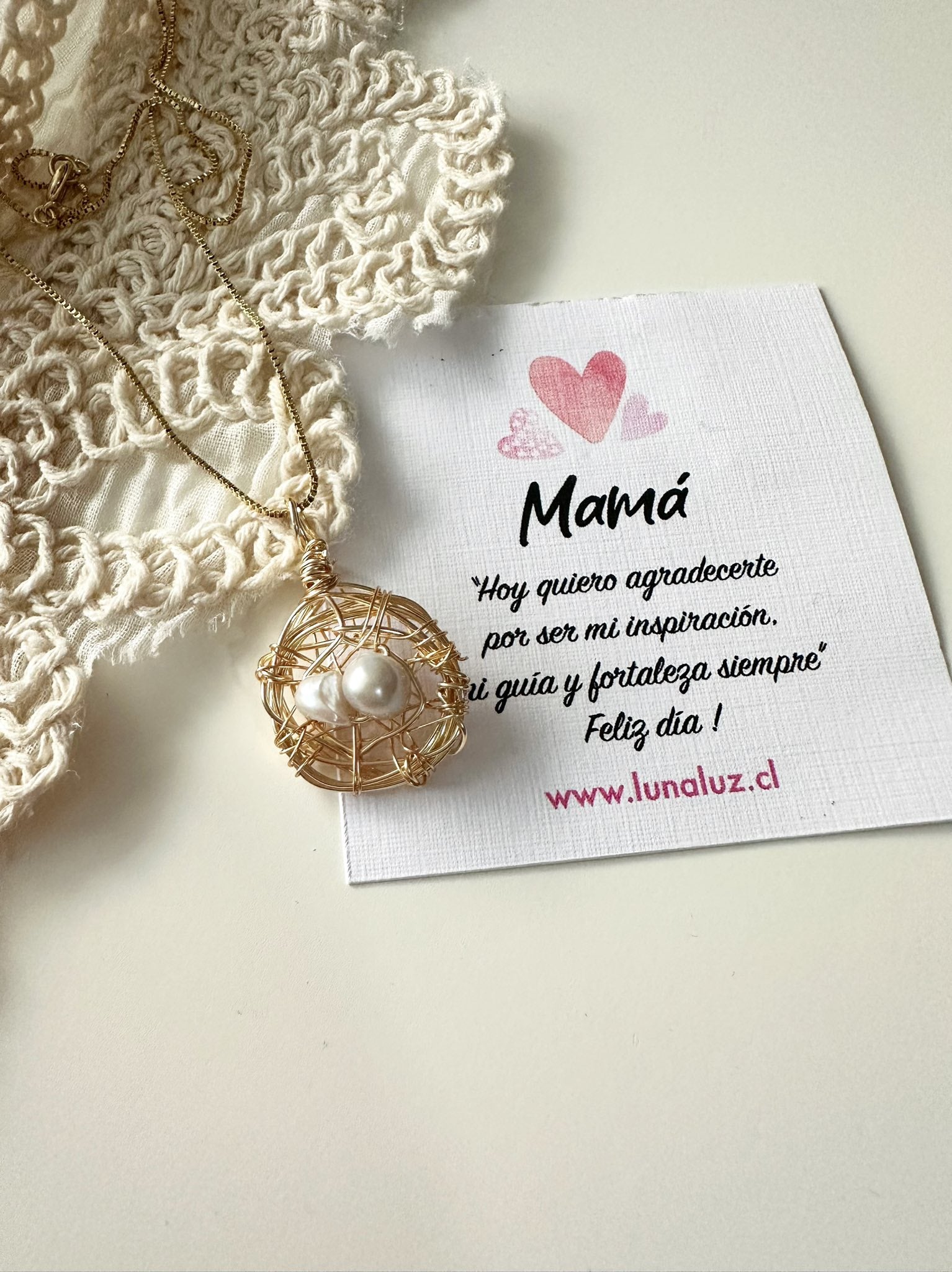 Collar Nido de Amor con Perlas de Río | Regalo para Mamá – Luna Luz