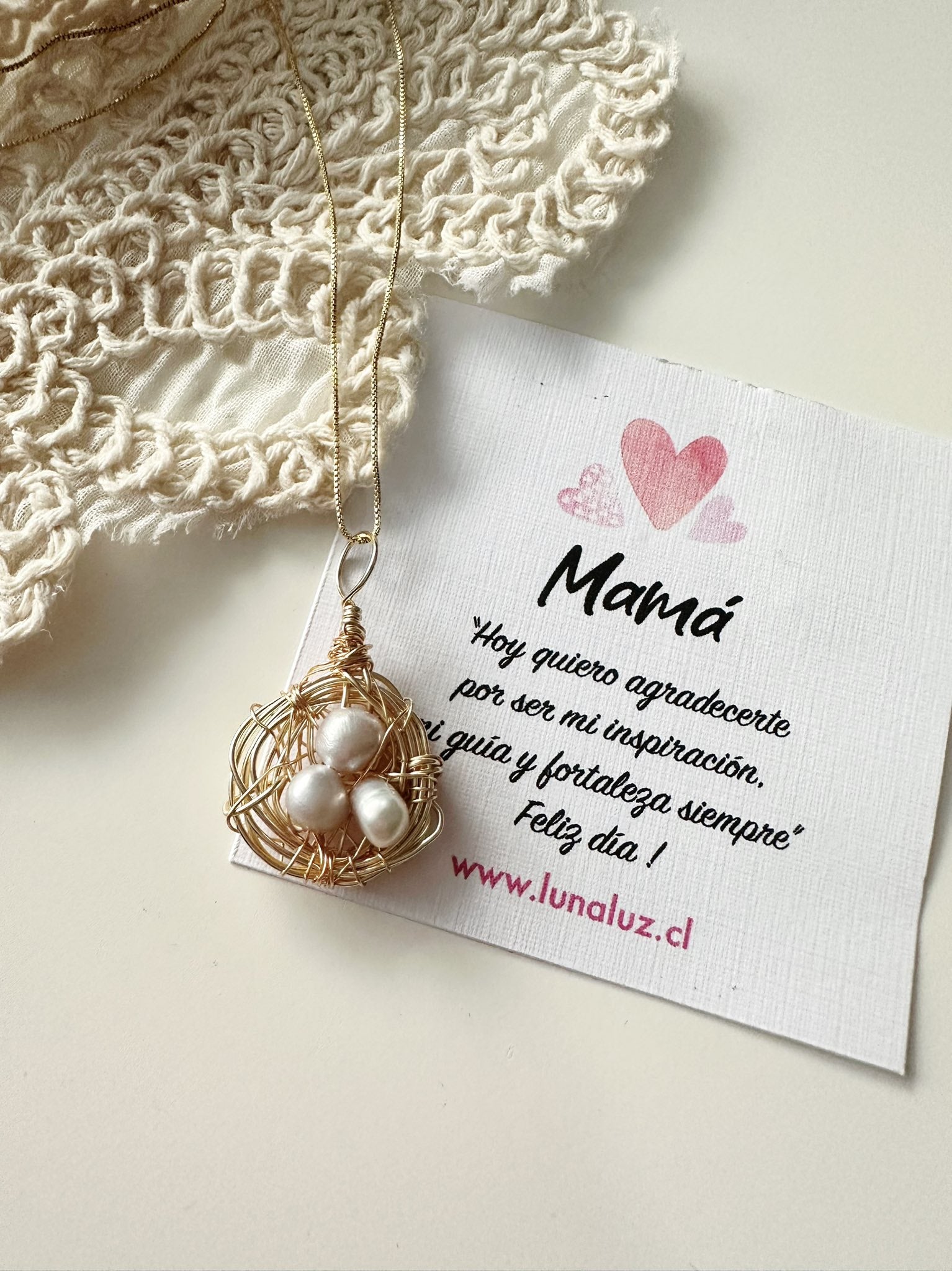 Collar Nido de Amor con Perlas de Río | Regalo para Mamá – Luna Luz