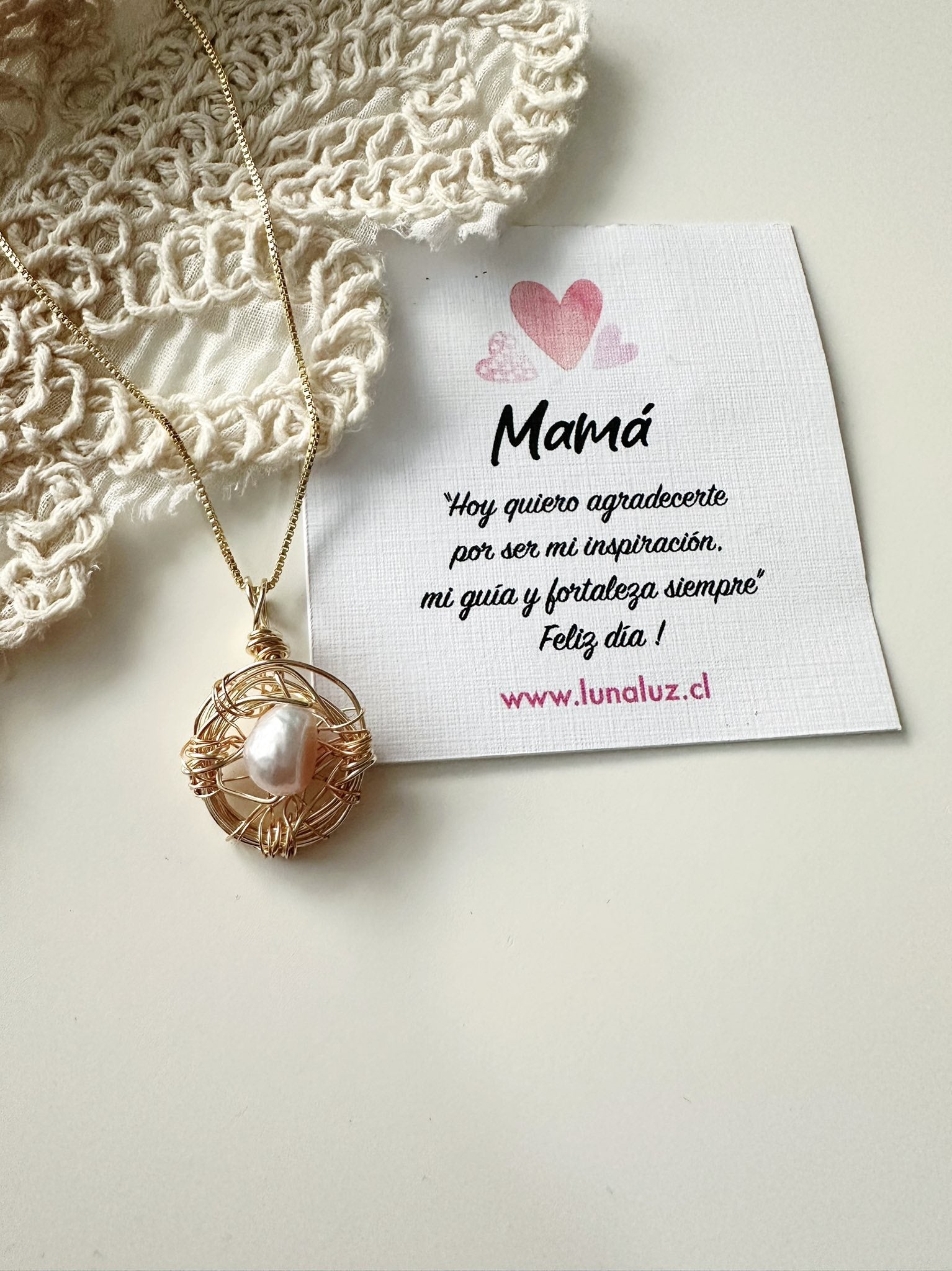 Collar Nido de Amor con Perlas de Río | Regalo para Mamá – Luna Luz