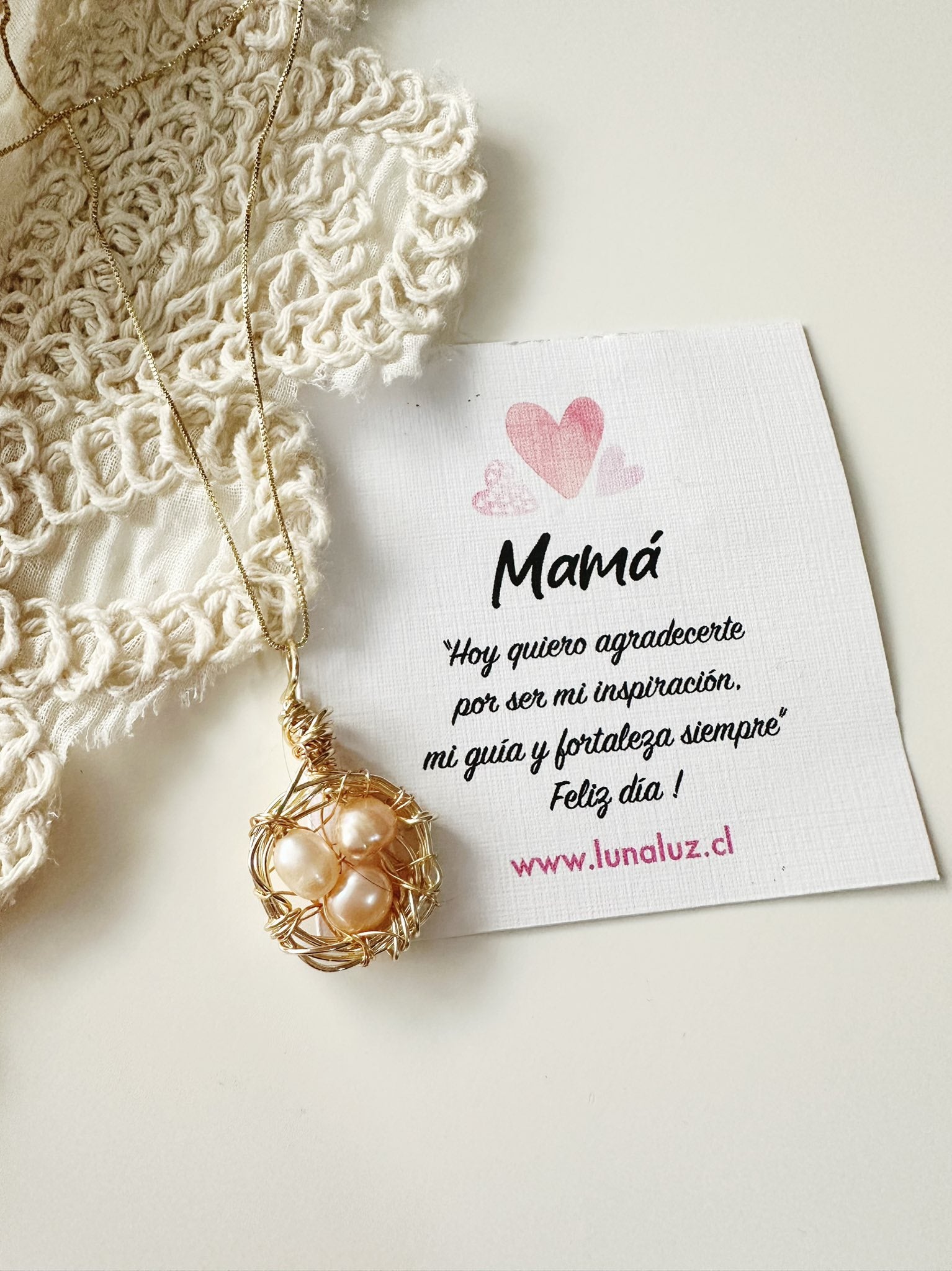 Collar Nido de Amor con Perlas de Río | Regalo para Mamá – Luna Luz