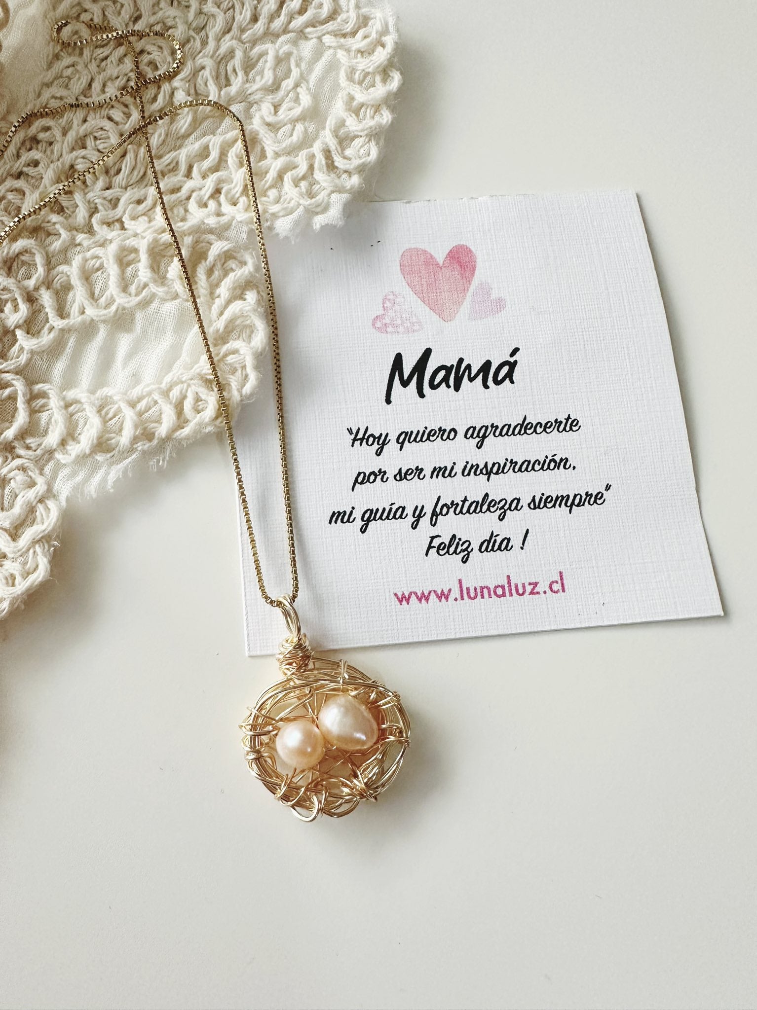 Collar Nido de Amor con Perlas de Río | Regalo para Mamá – Luna Luz