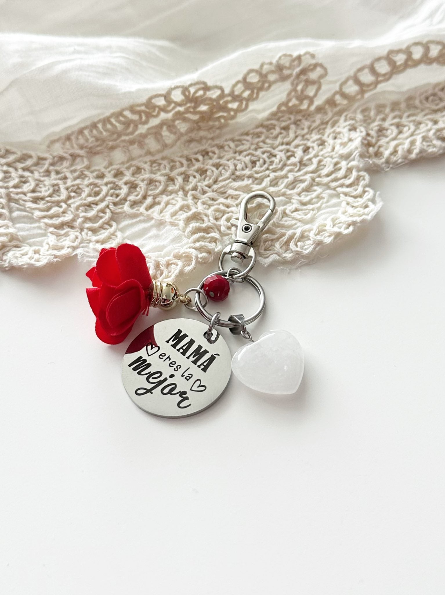 Llavero Mamá "Eres la mejor" con Corazón de Cuarzo | Regalo con Significado
