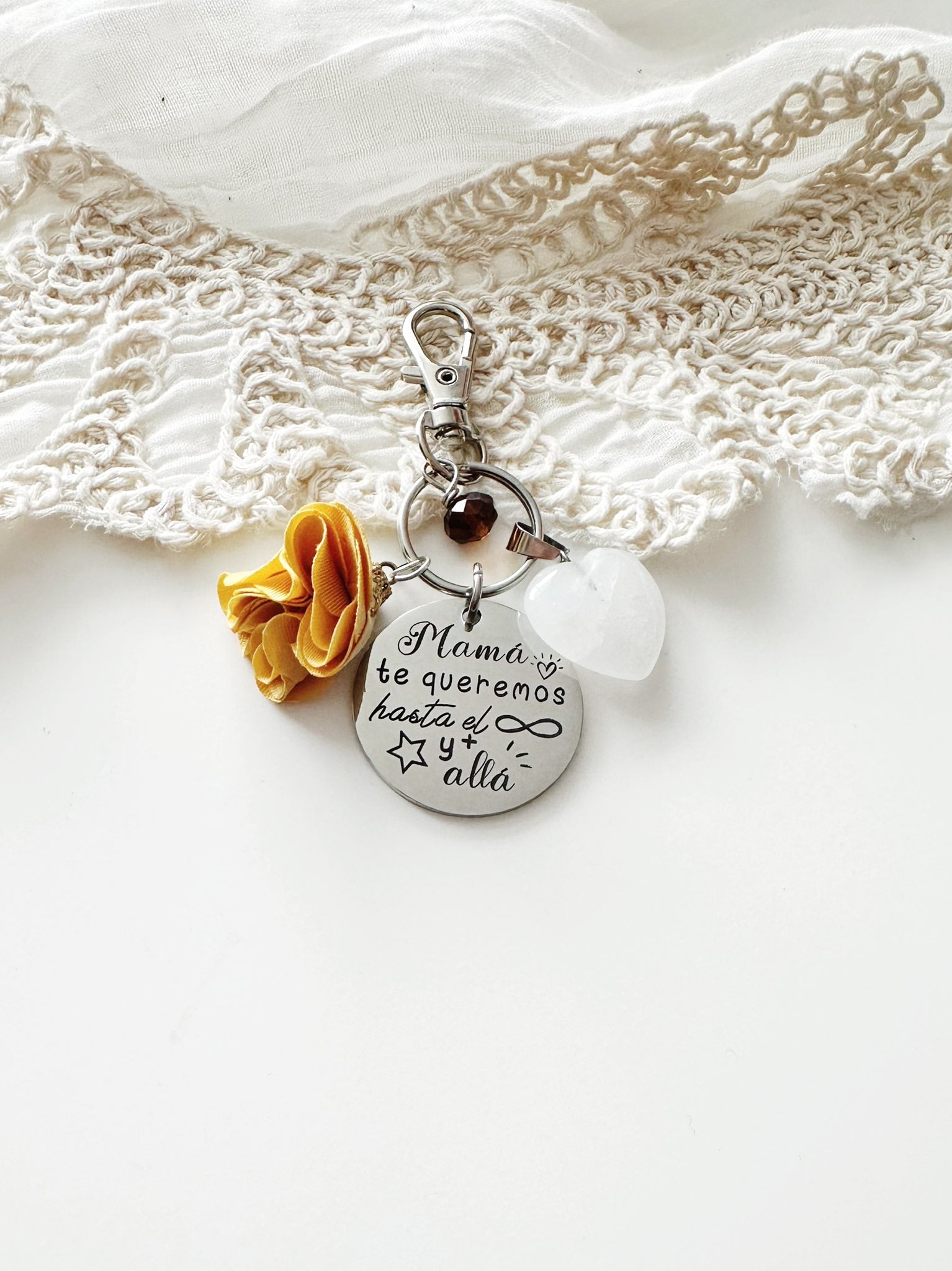 Llavero Mamá Siempre Contigo con Corazón de Cuarzo | Regalo Emocional