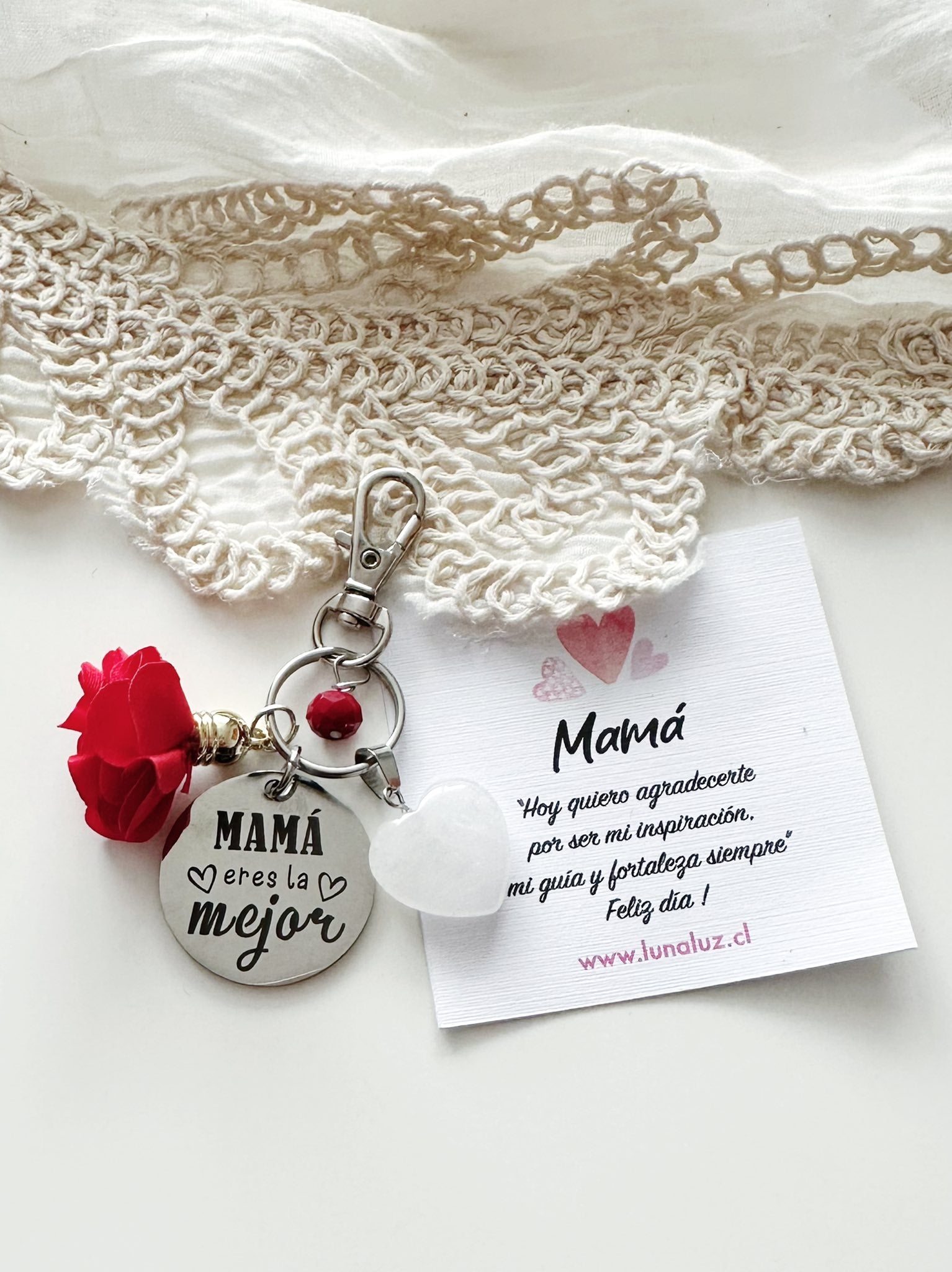 Llavero Mamá "Eres la mejor" con Corazón de Cuarzo | Regalo con Significado
