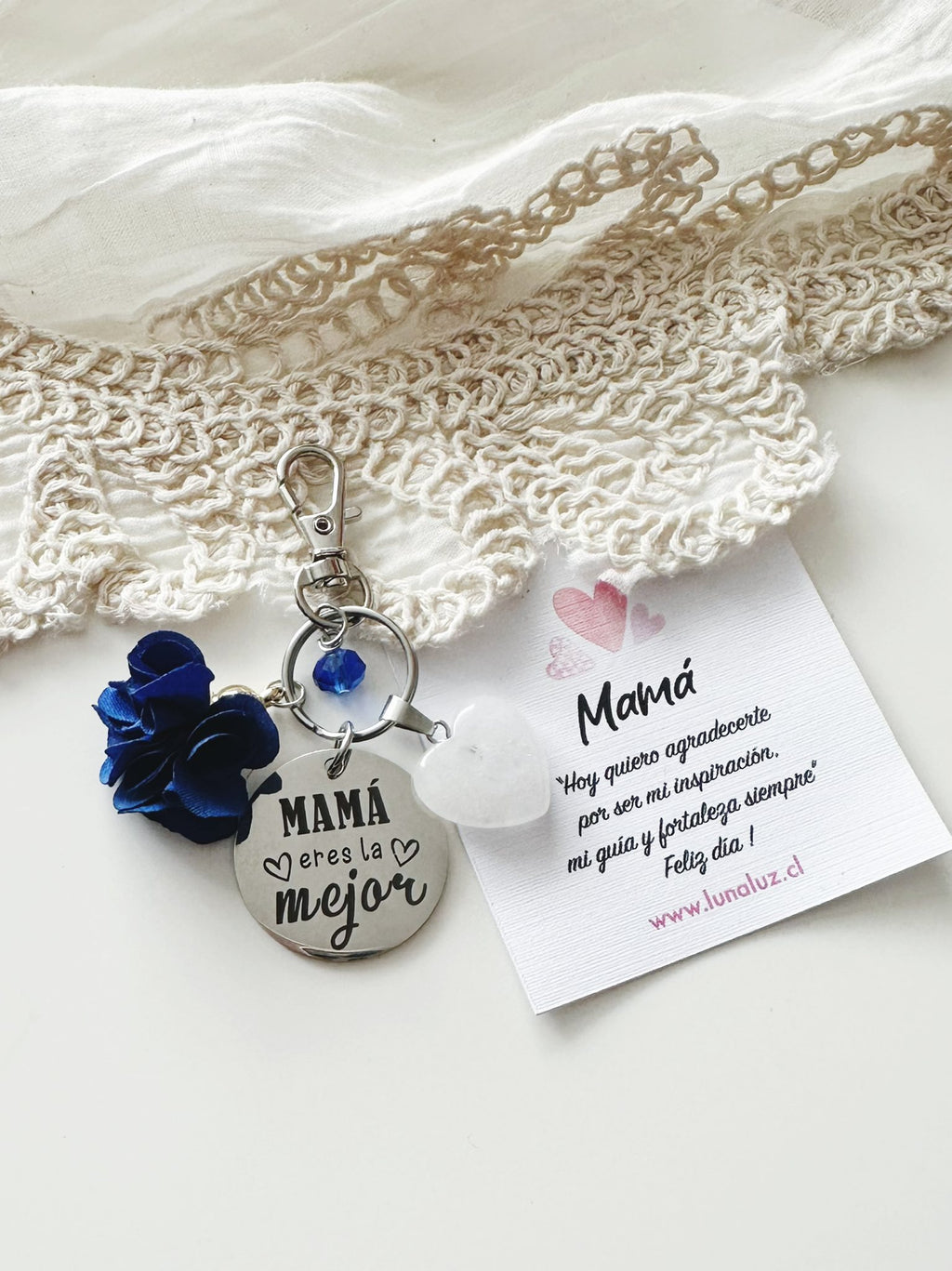 Llavero Mi Orgullo Mamá con Corazón de Cuarzo | Regalo con Significado