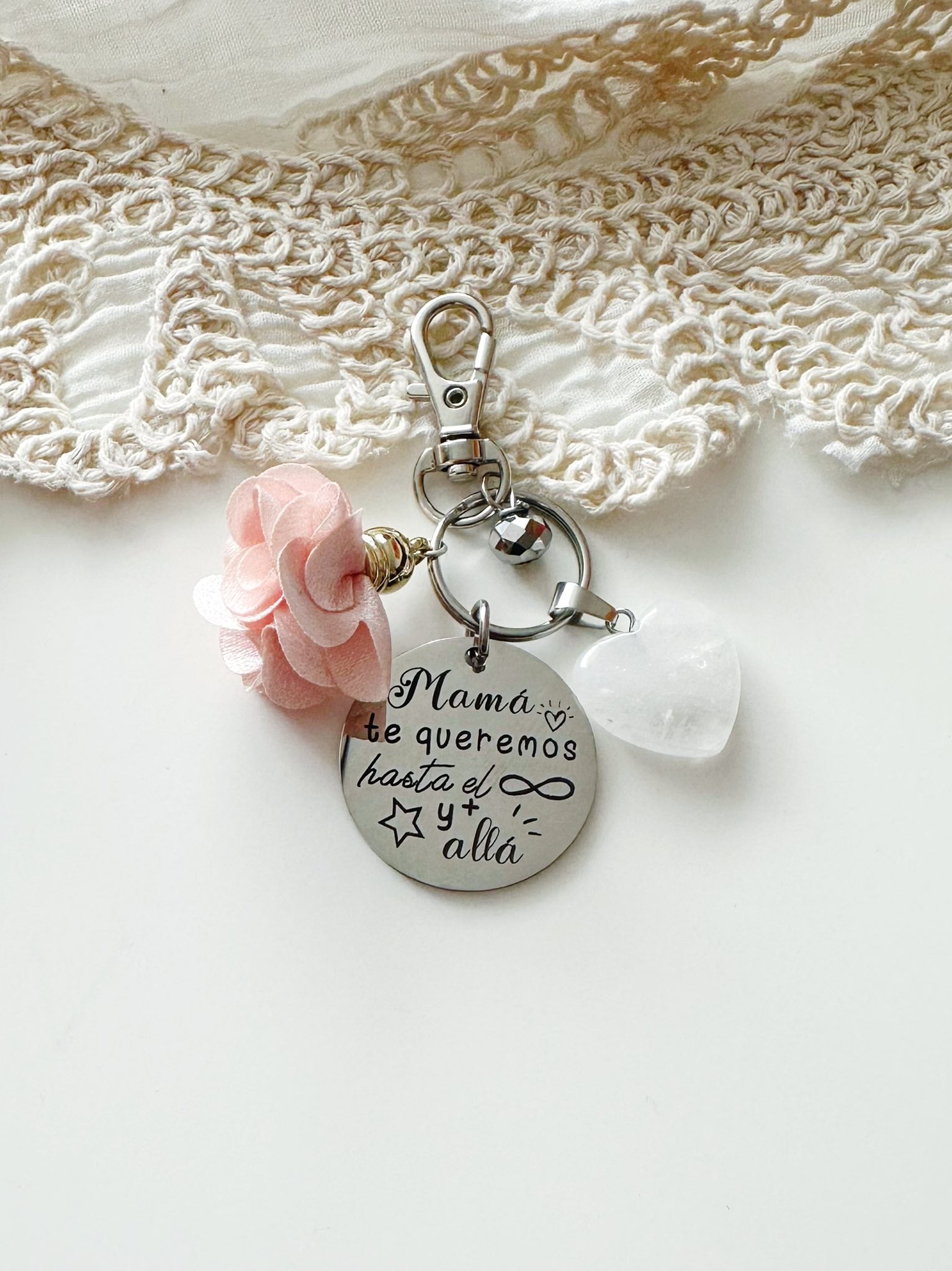 Llavero Eres Mi Hogar Mamá con Corazón de Cuarzo | Regalo Día de la Madre