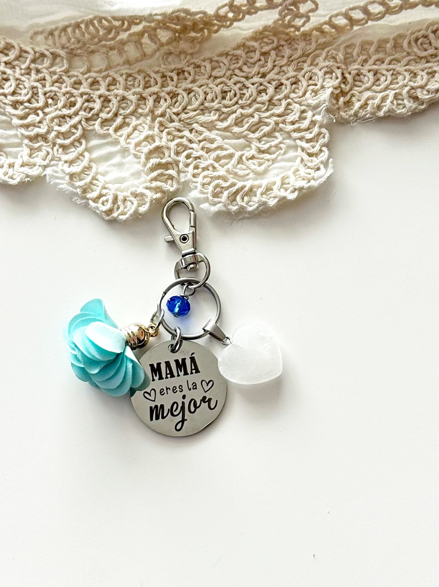 Llavero Luz de Mamá con Corazón de Cuarzo | Regalo Día de la Madre