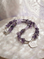 Collar “Mi Paz me fortalece” en piedras Amatista. Hay 3 variedades. Elige el tuyo. Enchape de Plata 950