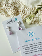 Aros Nudo de Bruja con piedra Amatista "Protección Espiritual"