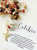 Collar Colibrí  “Esperanza del Alma”en piedras de tonos tierra.