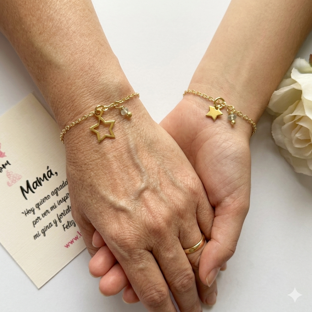 Set Pulseras Estrella de Unión – Piedra Natural | Madre e Hija