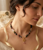 Collar de piedra Turmalina Multicolor y Cuarzo  "Equilibrio y Energía"