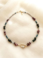 Collar “Mi esencia” turmalinas multicolor. Enchape de Oro 18k
