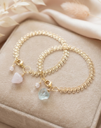 Pulsera “Bienestar” en piedra Cuarzo Rosa y piedra Fluorita verde, Elige la tuya aquí