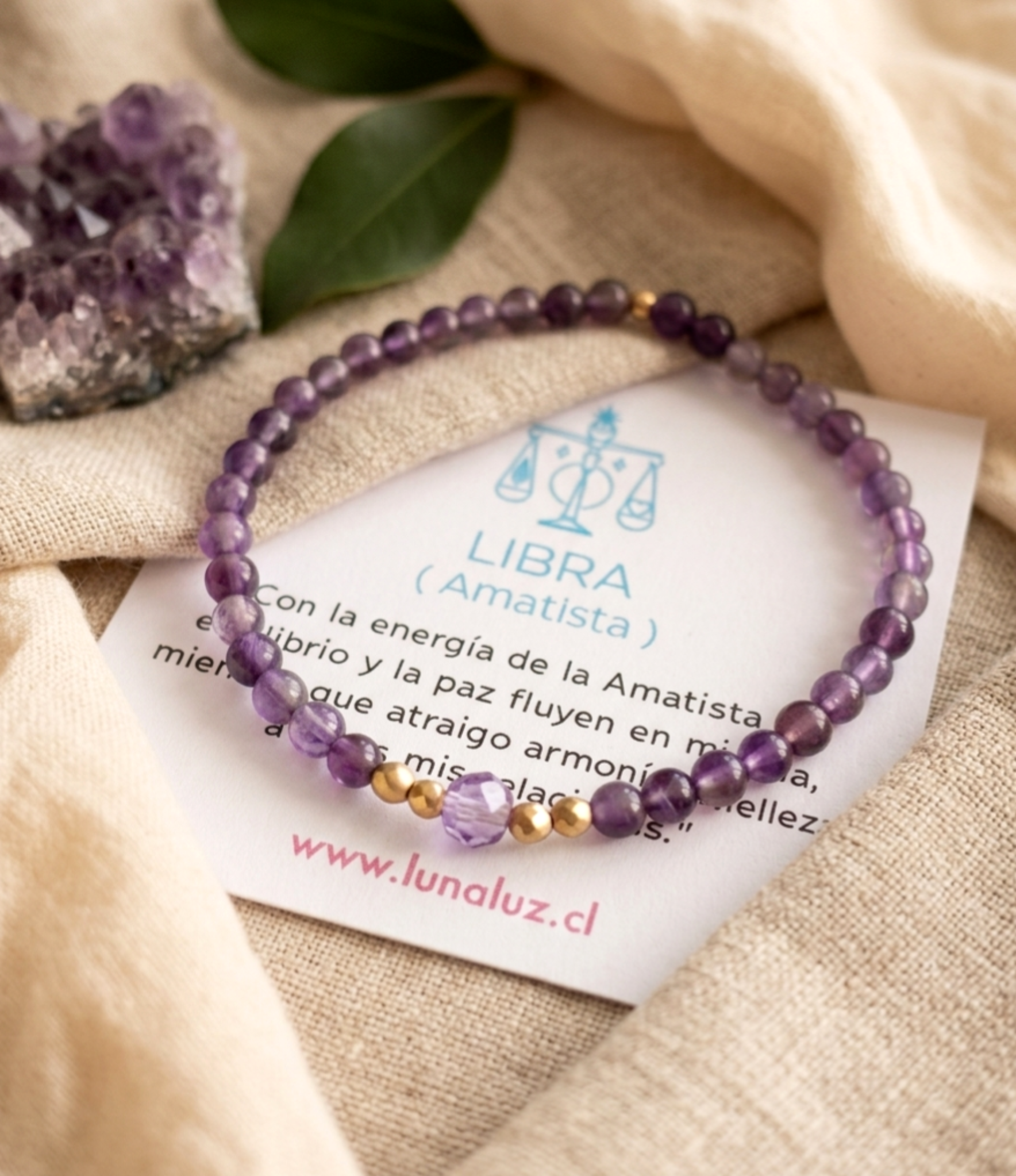 Pulsera Libra “Equilibrio y Calma Interior” con piedra Amatista