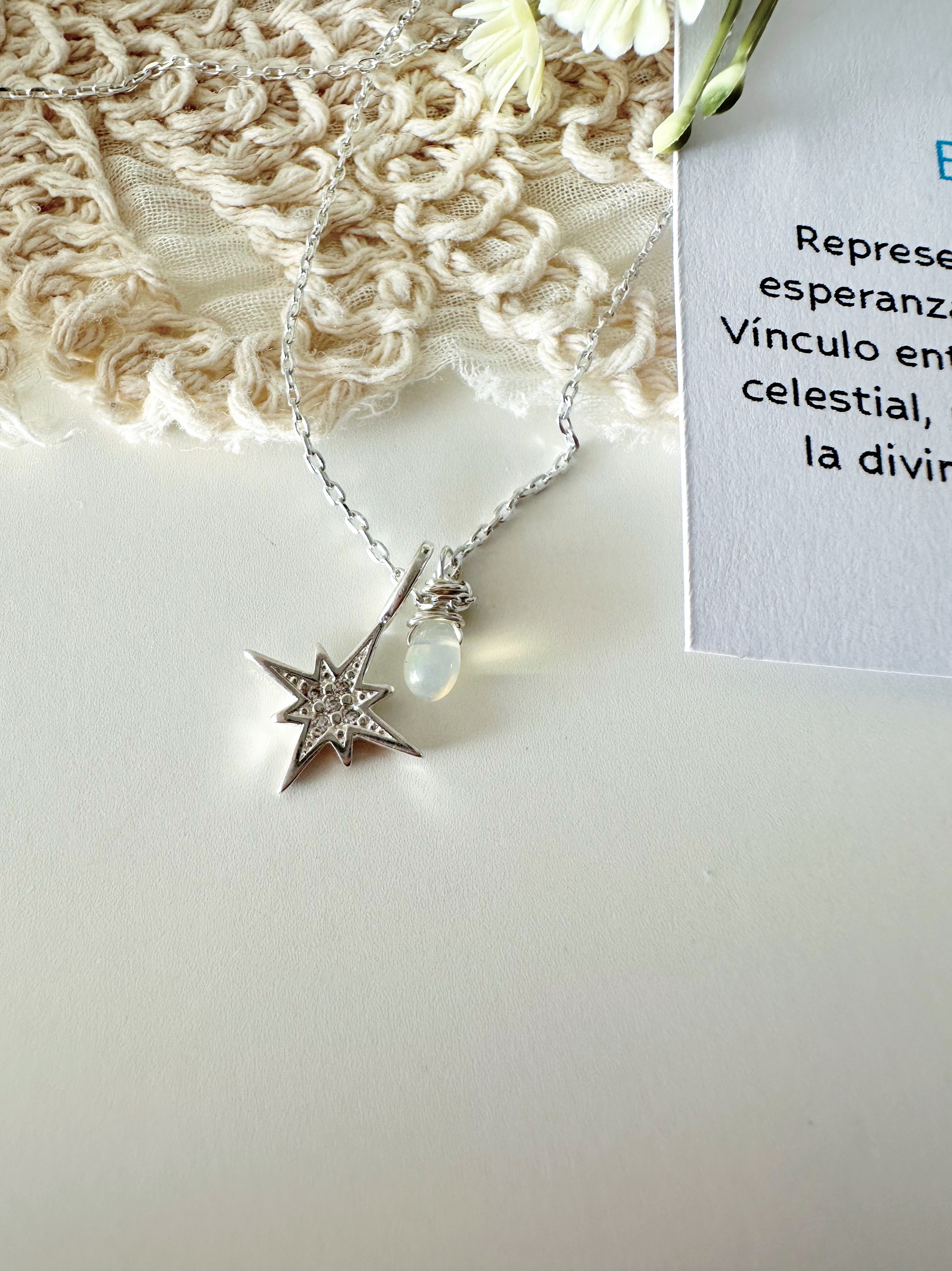 Collar Estrella Guía con piedra Ópalo Etíope "intuición y luz interior"