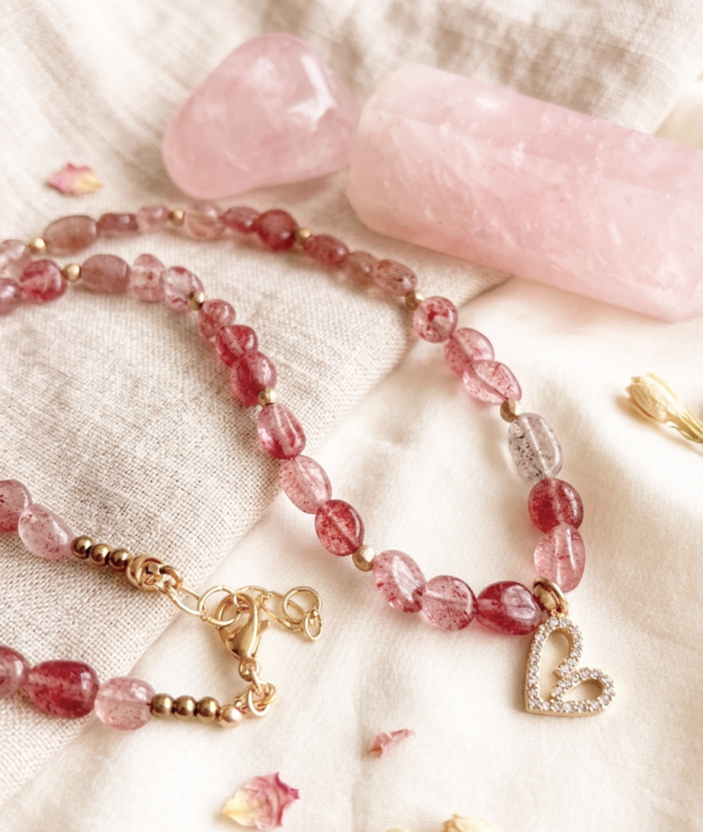 Collar Corazón de Cuarzo Rosa – Regalo de Amor Infinito para Mamá