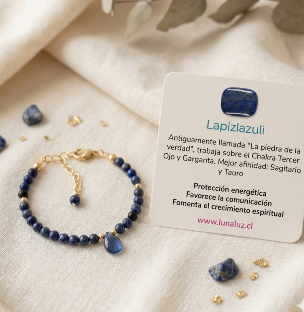 Pulsera "Mi voz interior" en piedra Lapislázuli