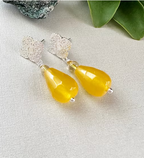 Aros silver piedra Ágata Amarilla. Incluye significado de lapiedra y packing para regalo