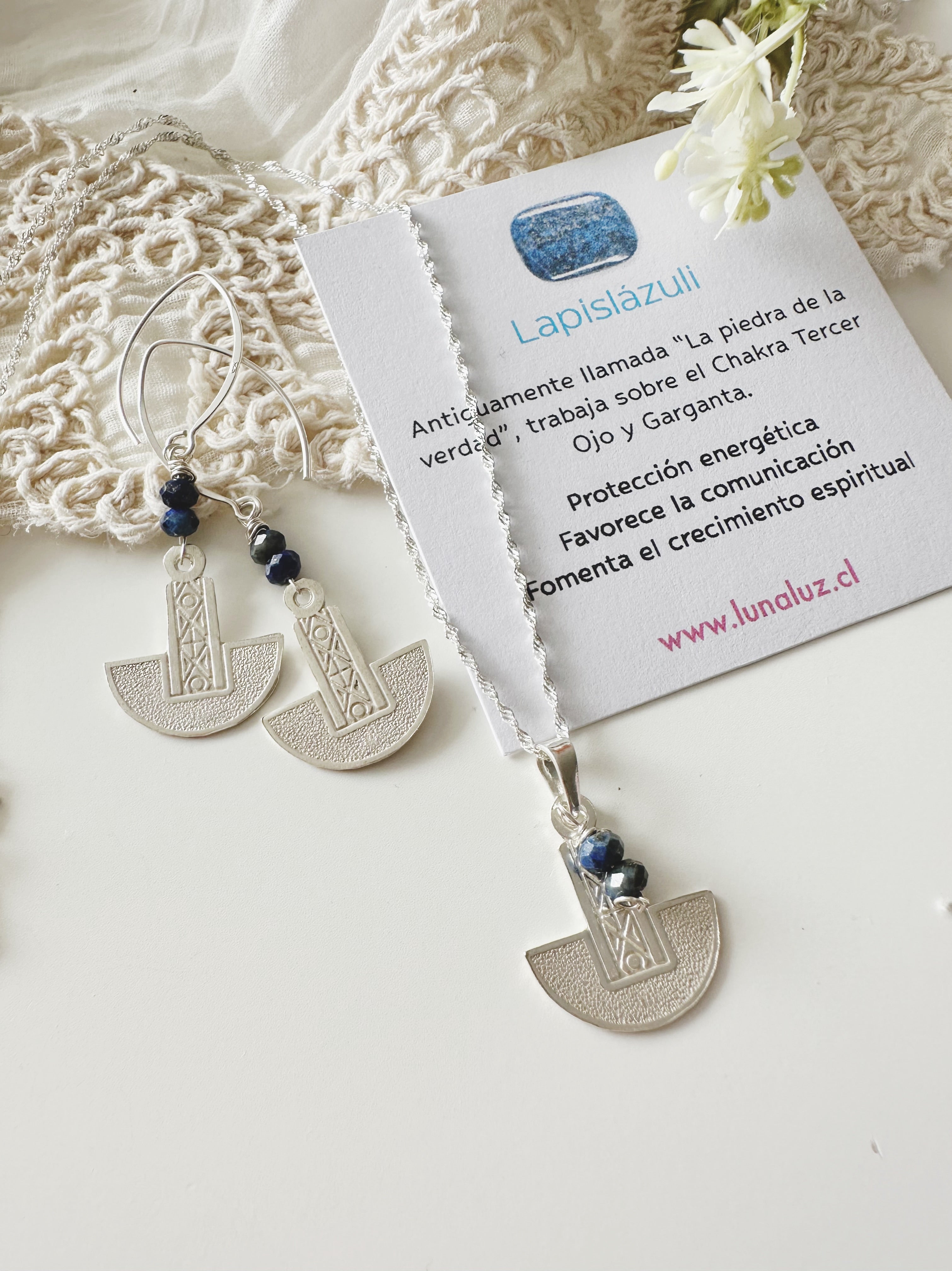 Conjunto de plata con Piedra Lapislázuli “Verdad Interior”