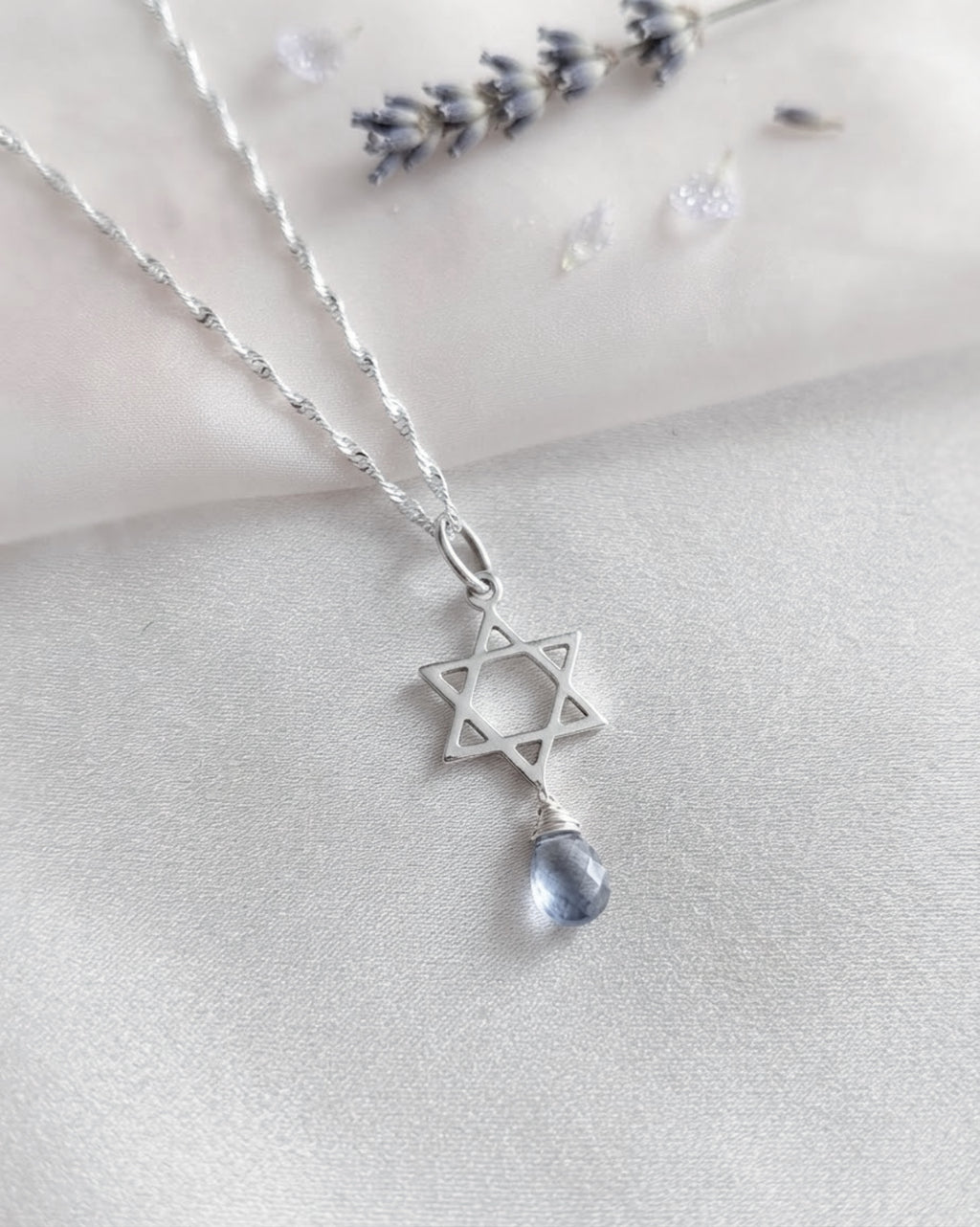 Collar "Mi guia de protección" Estrella de David con piedra Amatista. PLATA 925