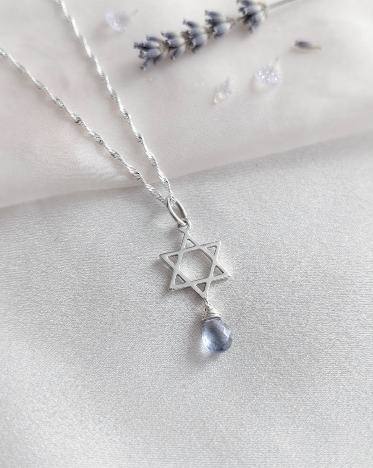 Collar "Mi guia de protección" Estrella de David con piedra Amatista. PLATA 925