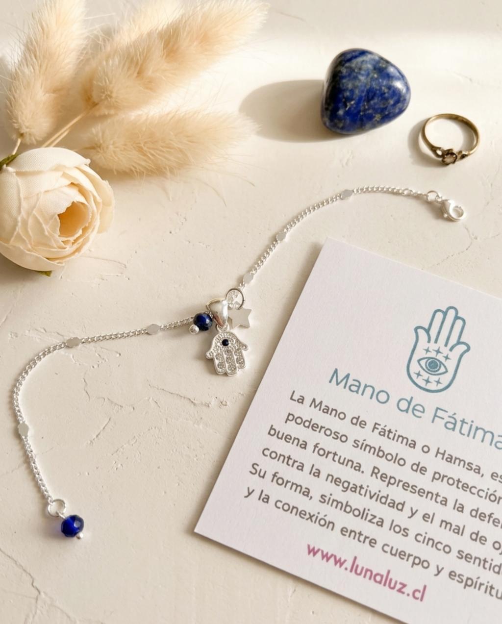 Pulsera Mano de Fátima con Lapislázuli "Protección y Sabiduría Interior"