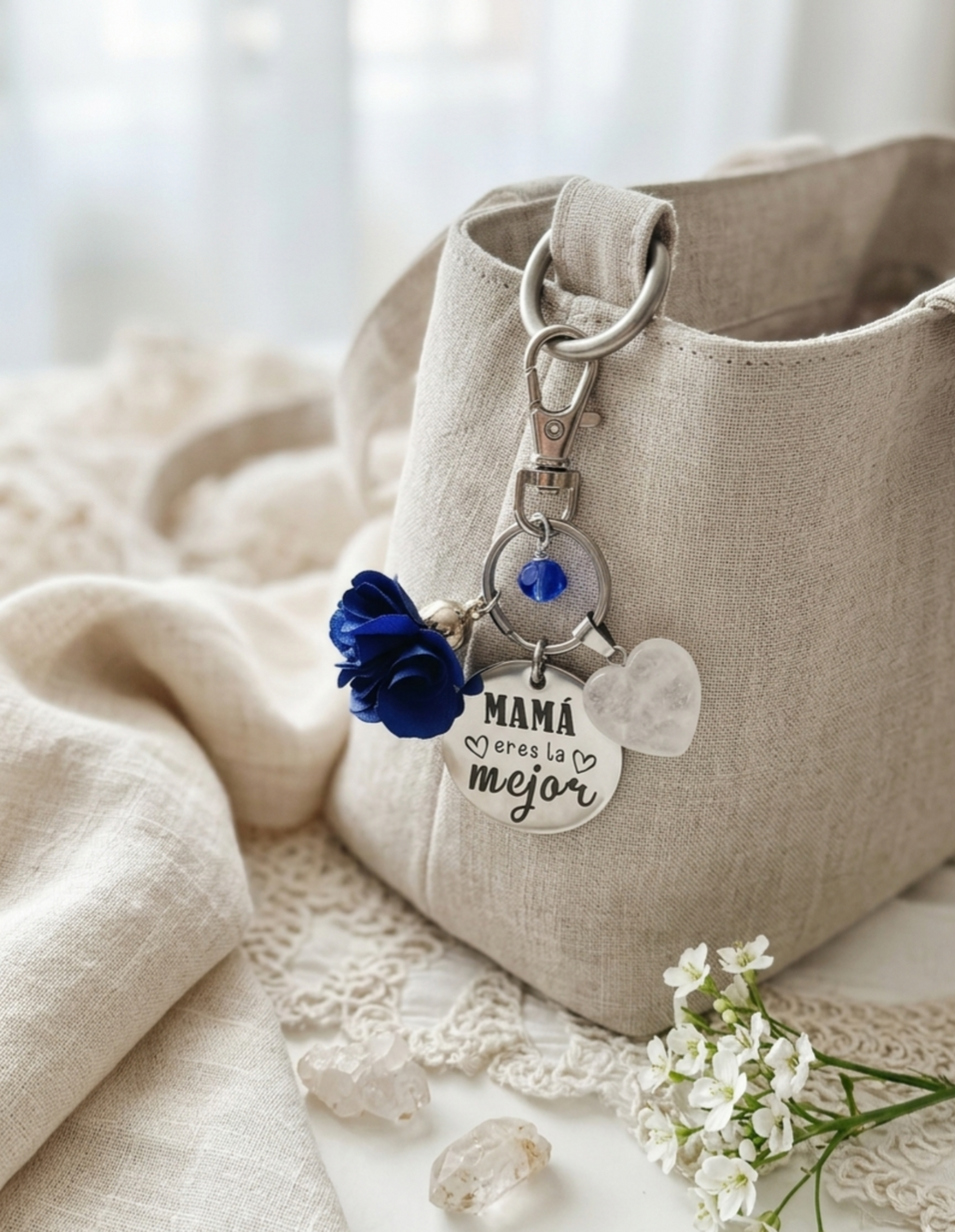 Llavero Mi Orgullo Mamá con Corazón de Cuarzo | Regalo con Significado