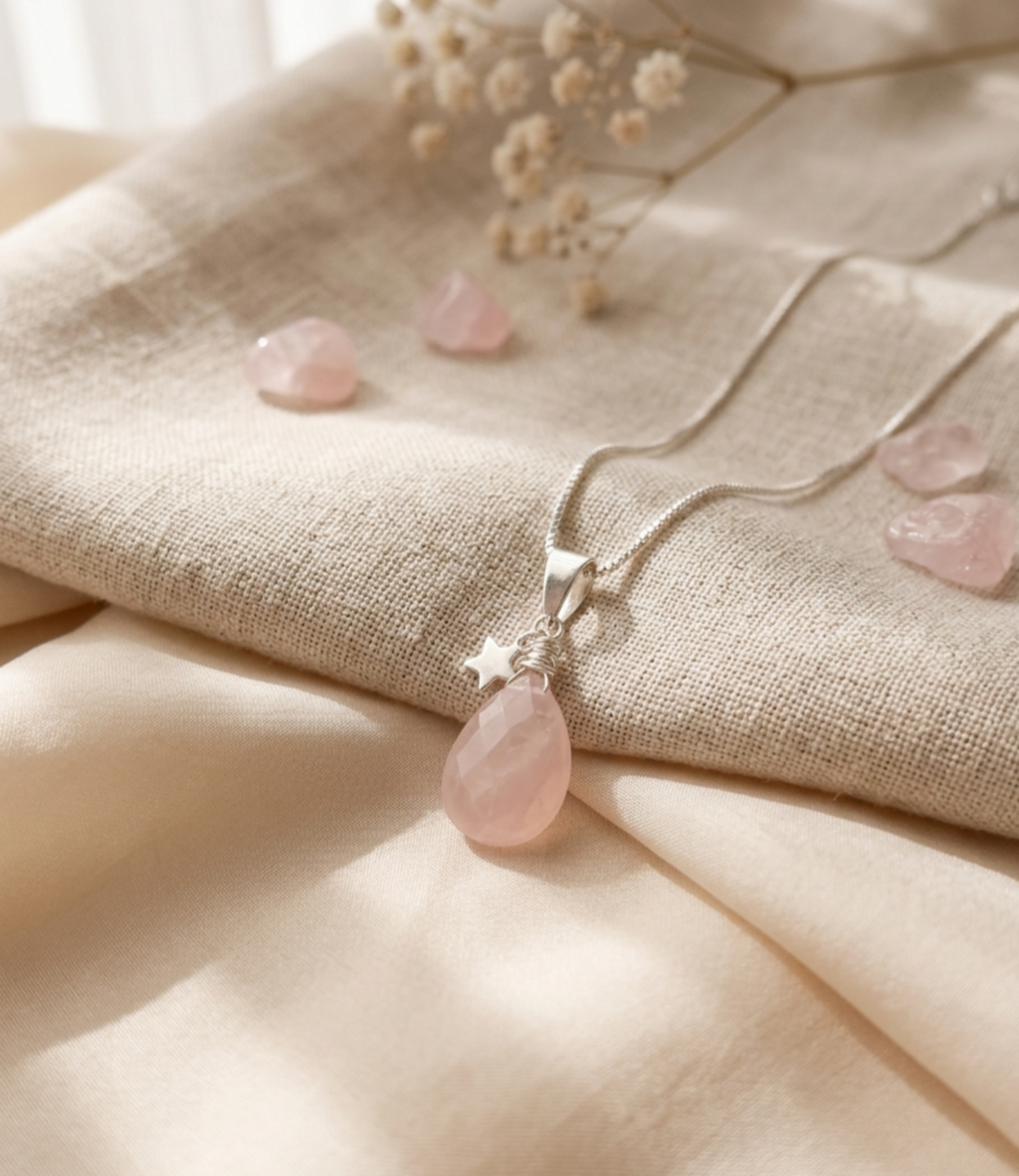 Collar “Amor propio” Gota de Cuarzo Rosa con Estrella