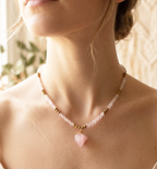 Collar "Amor, Calma y Energía del Corazón" en piedra de Cuarzo Rosa
